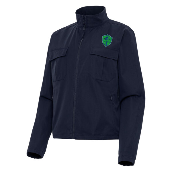 Women's Antigua Navy Seattle Sounders FC Even Par Full-Zip Jacket
