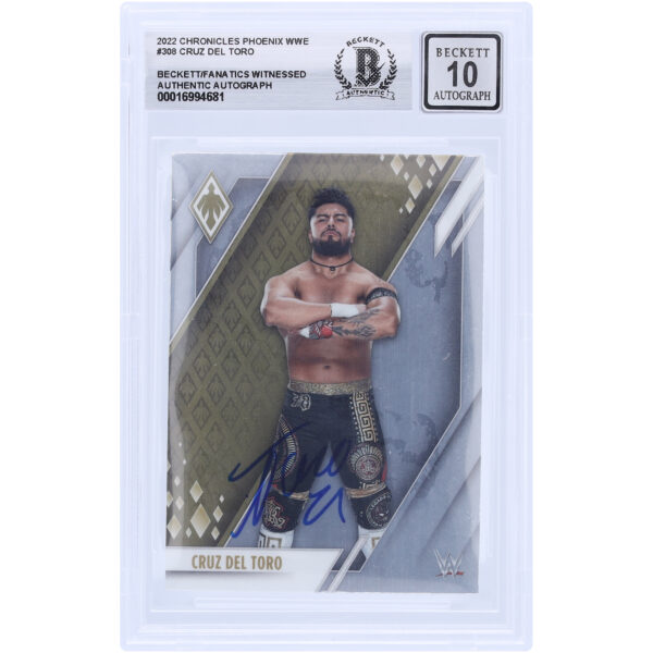 Cruz Del Toro WWE Autographed 2022 Panini Chronicles Phoenix #308 Beckett Fanatics Witnessed Authenticated 10 Card