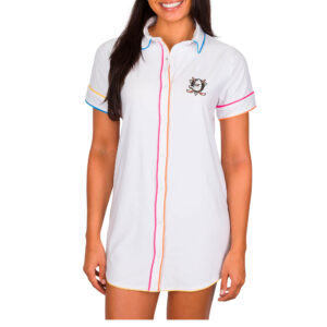 Women's Concepts Sport White Anaheim Ducks Flutter Knit Button-Up Nightshirt