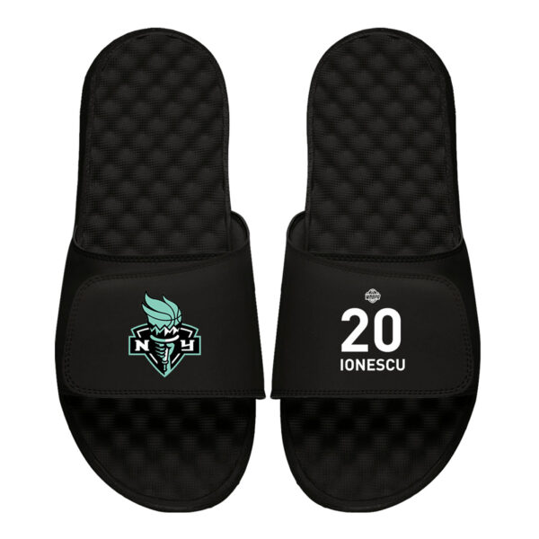 Men's ISlide Sabrina Ionescu Black New York Liberty Logo Split Slide Sandals