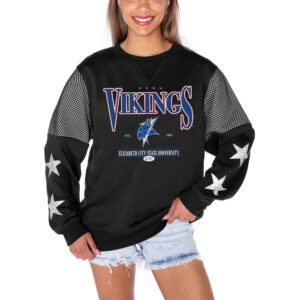 Women's Gameday Couture Black Elizabeth City State University Vikings Shining Spirit Fleece Pullover Sweatshirt