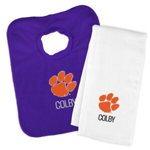 Infant Chad & Jake Clemson Tigers Team Personalized Bib & Burp Cloth Set