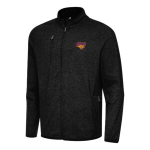 Men's Antigua Heather Black Northern Iowa Panthers Hold-Up Tri-Blend Full-Zip Jacket