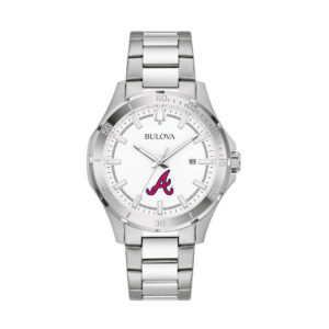 Men's Bulova Silver Atlanta Braves Stainless Steel Classic Sport Watch