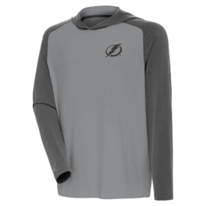 Men's Antigua  Gray Tampa Bay Lightning Tonal Intrepid Pullover Hoodie