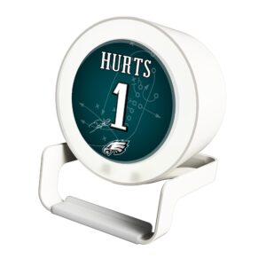 Keyscaper Jalen Hurts White Philadelphia Eagles Night Light Charger and Bluetooth Speaker