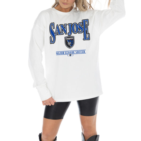 Women's Gameday Couture  White San Jose Earthquakes Shining Spirit Oversized Long Sleeve T-Shirt