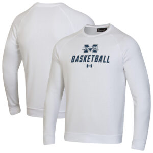 Men's Under Armour  White Moravian Greyhounds Raglan Basketball Rival Fleece Pullover Sweatshirt