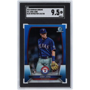 Josh Jung Texas Rangers 2023 Bowman Chrome Blue Refractor #21 #124/150 SGC Authenticated 9.5 Rookie Card
