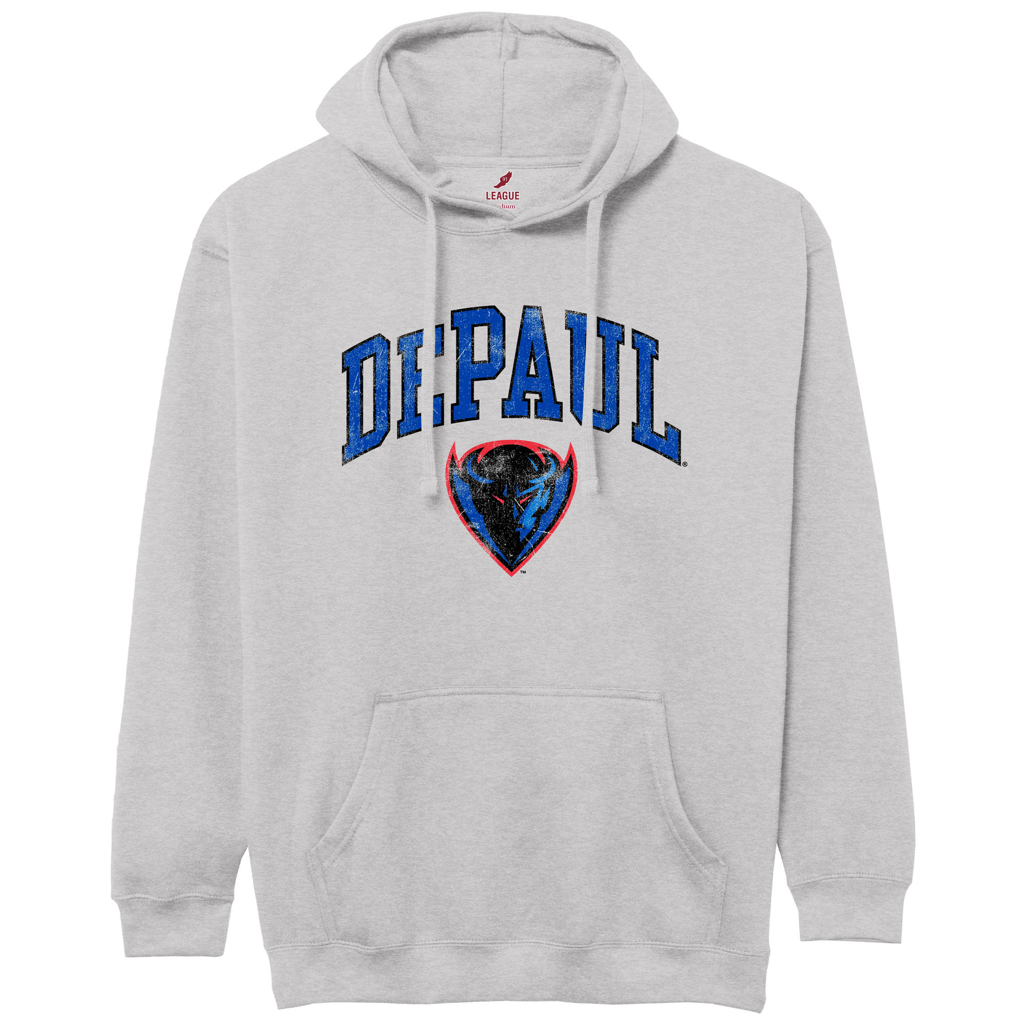 Men's League Collegiate Wear Heather Gray DePaul Blue Demons Essentials 2.0 Fleece Pullover Hoodie