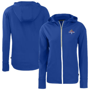 Women's Cutter & Buck Royal Los Angeles Dodgers 2024 World Series Champions Daybreak Eco Recycled Full-Zip Hoodie