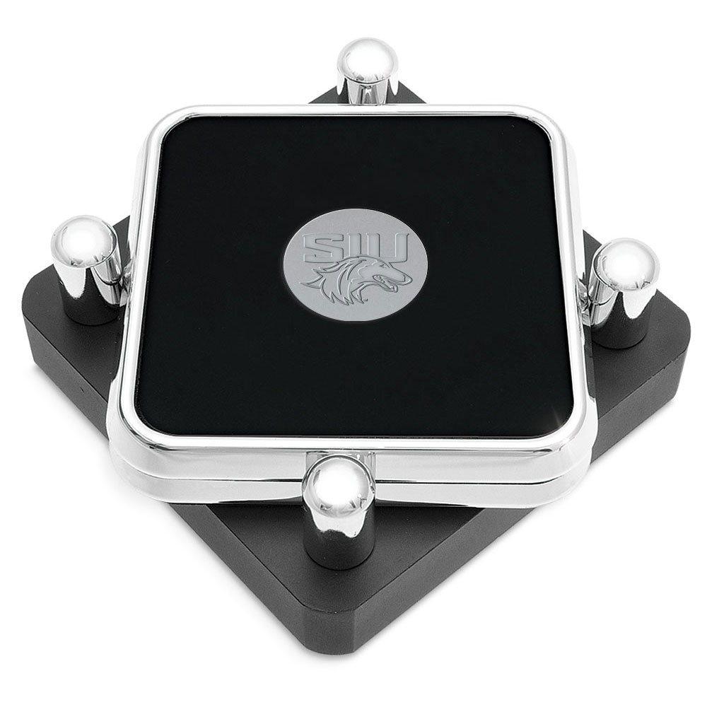 Southern Illinois Salukis Silver 2-Piece Square Coaster Set