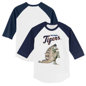 Toddler Tiny Turnip  White/Navy Detroit Tigers Stega 3/4-Sleeve Raglan T-Shirt