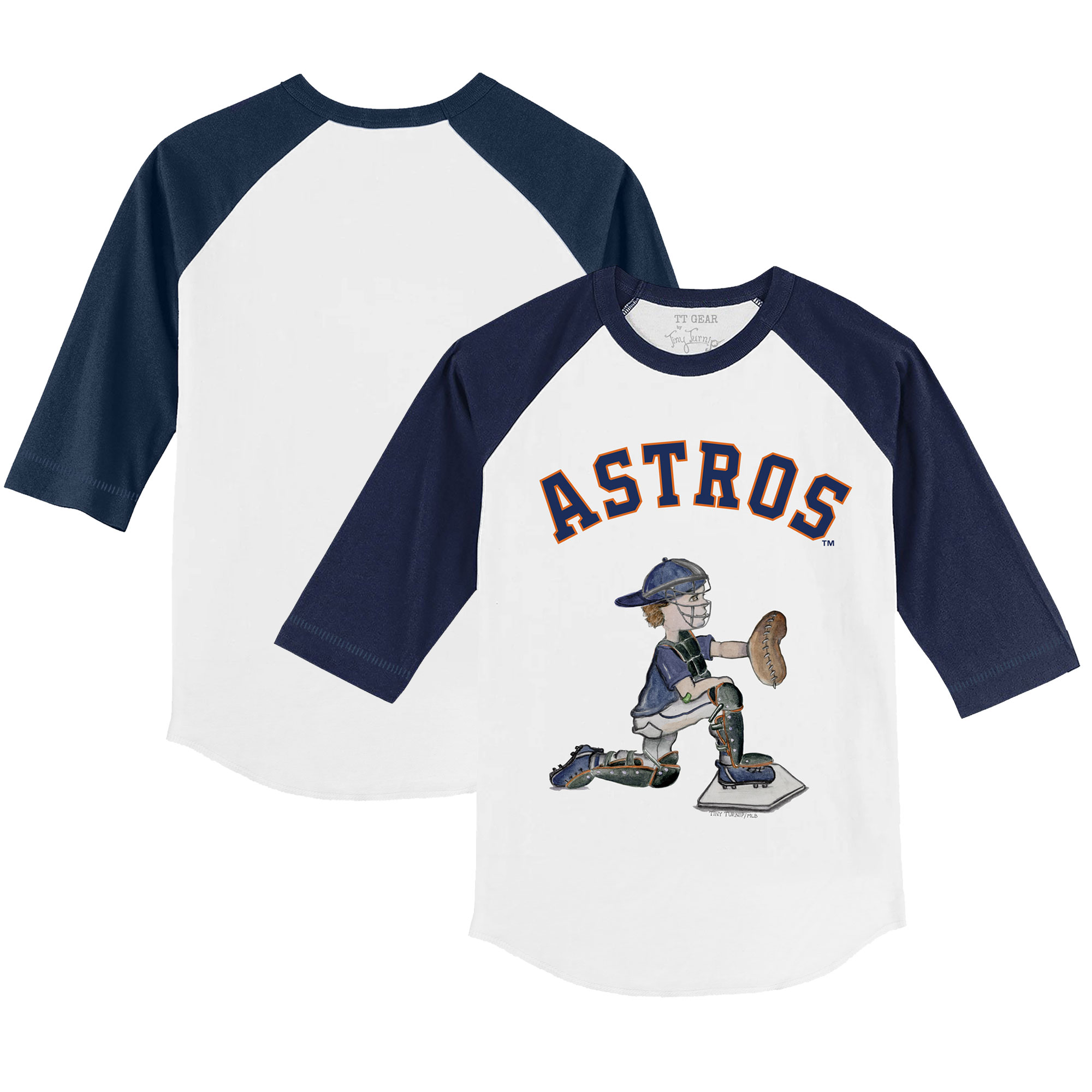 Youth Tiny Turnip White/Navy Houston Astros Caleb 3/4-Sleeve Raglan T-Shirt