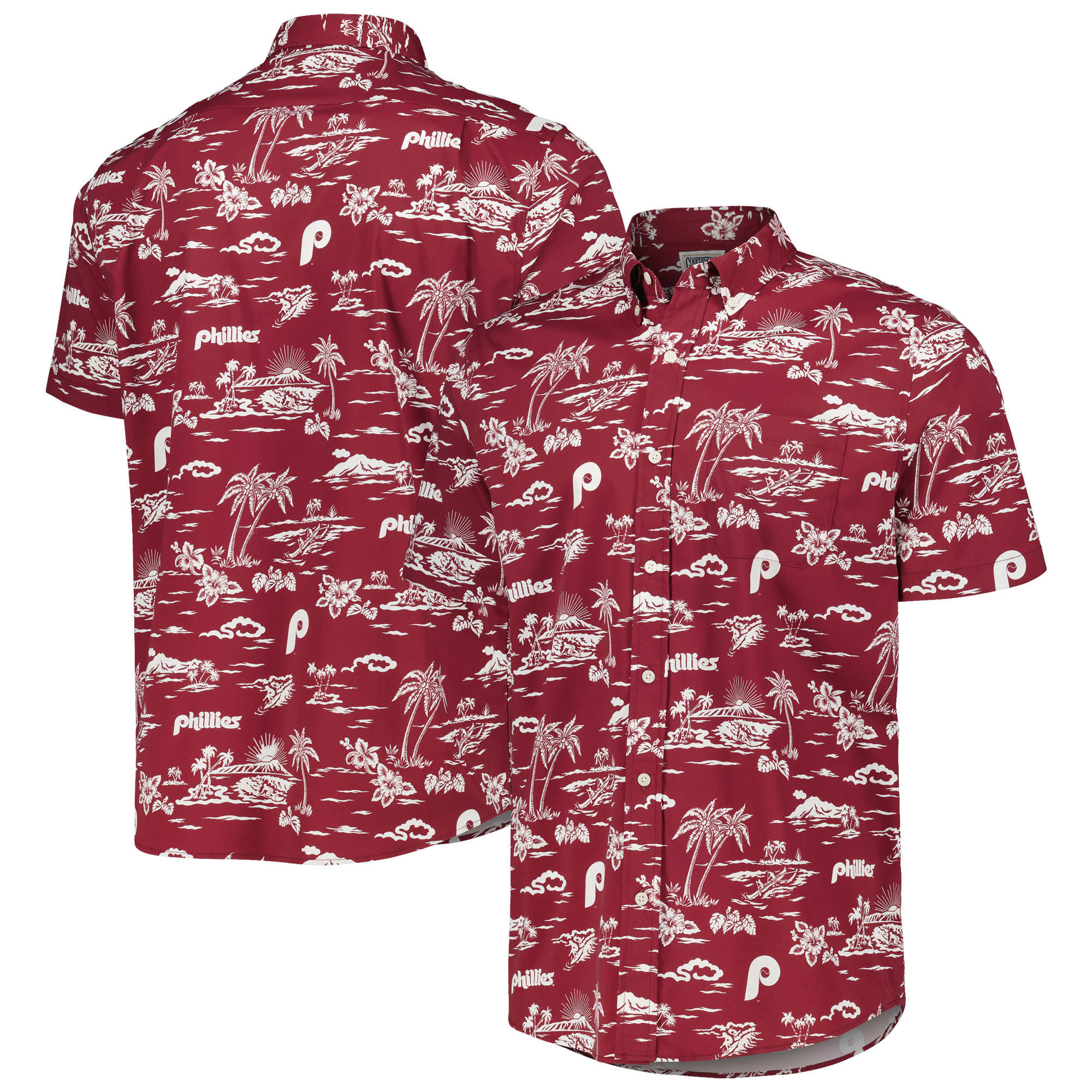 Men's Reyn Spooner Red Philadelphia Phillies Kekai Button-Down Shirt