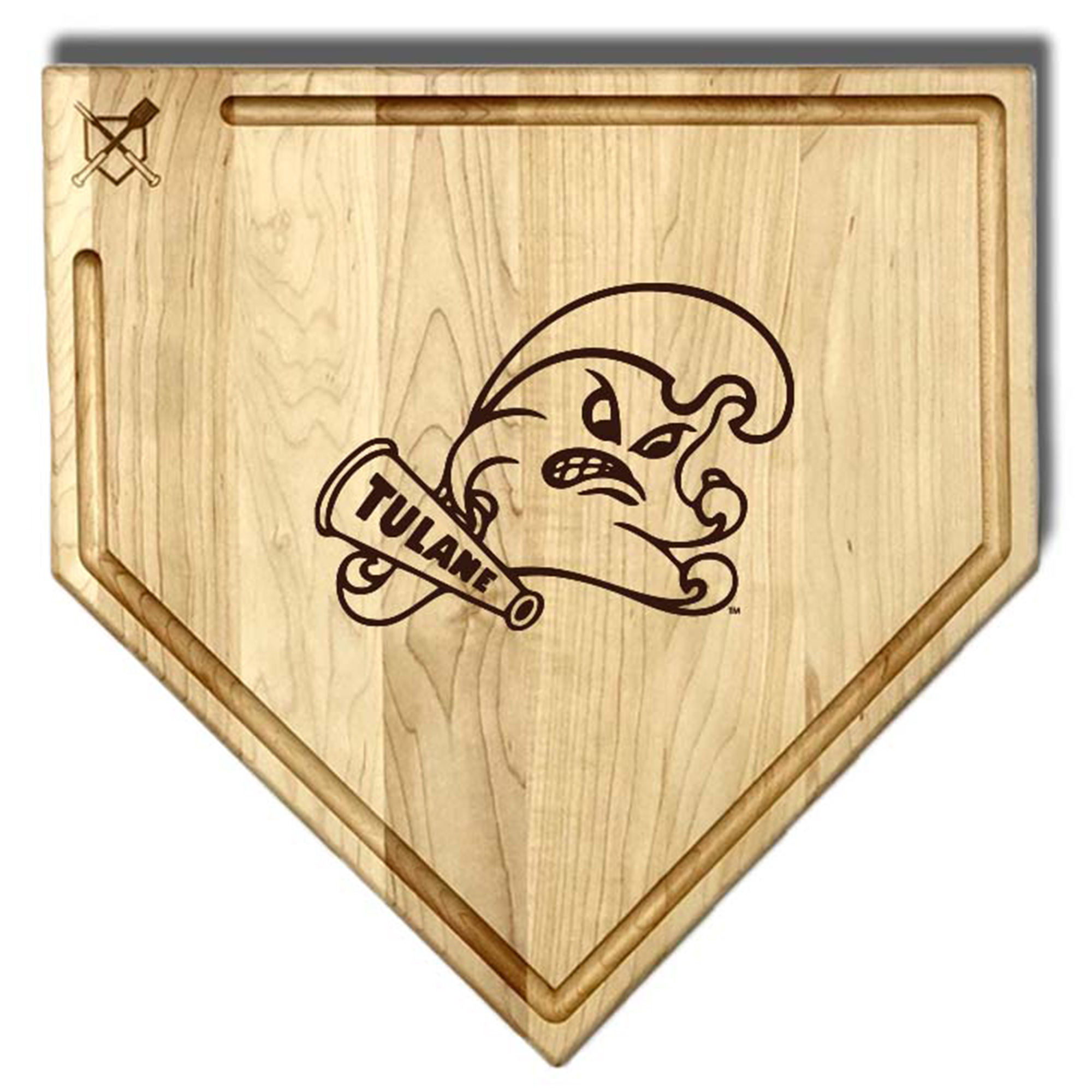 Baseball BBQ Tulane Green Wave 17" x 17" Home Plate Cutting Board