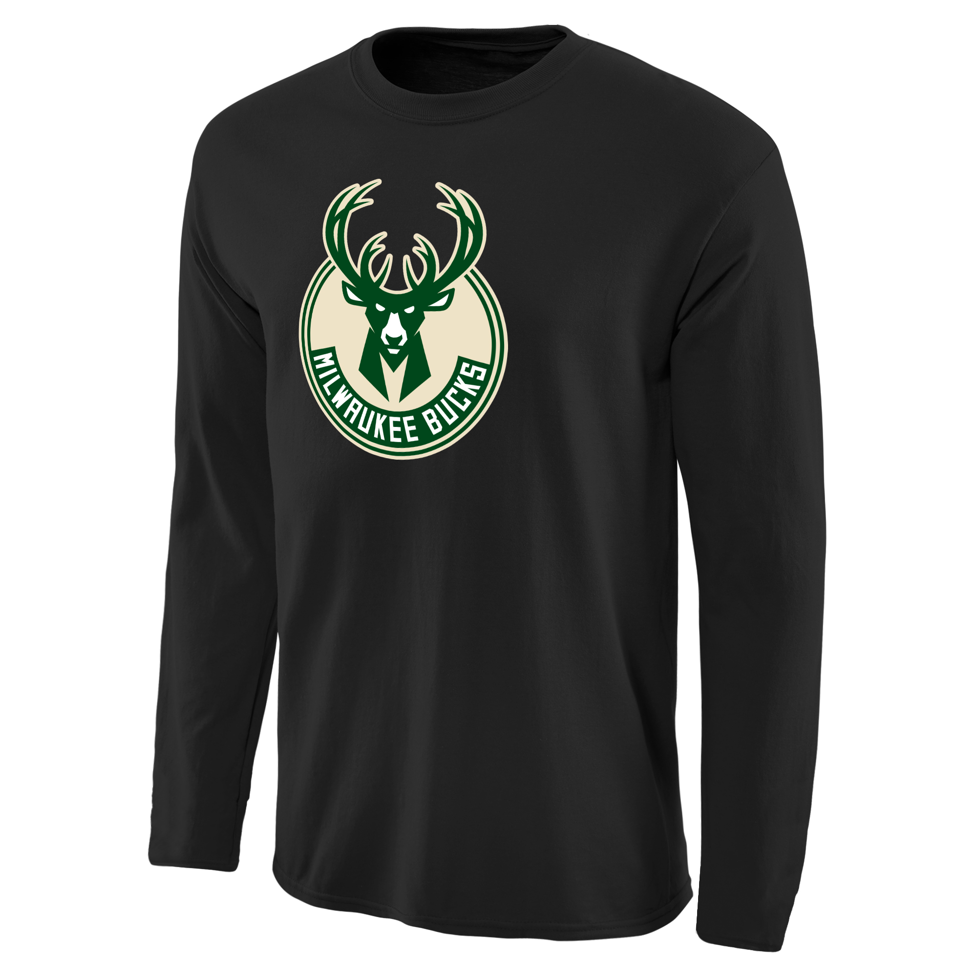 Men's Black Milwaukee Bucks Primary Logo II Long Sleeve T-Shirt