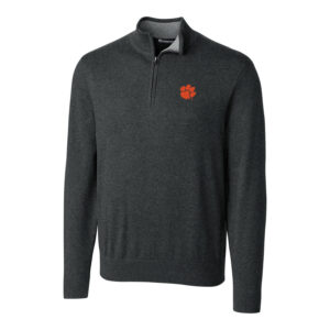 Men's Cutter & Buck Heather Charcoal Clemson Tigers Big & Tall Lakemont Half-Zip Jacket