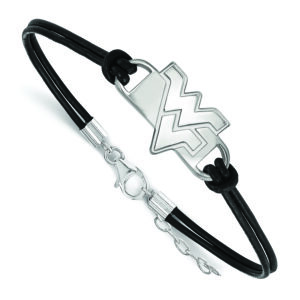 Women's West Virginia Mountaineers Sterling Silver Leather Bracelet