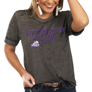 Women's Charcoal TCU Horned Frogs State of Mind Better Than Basic Boyfriend T-Shirt