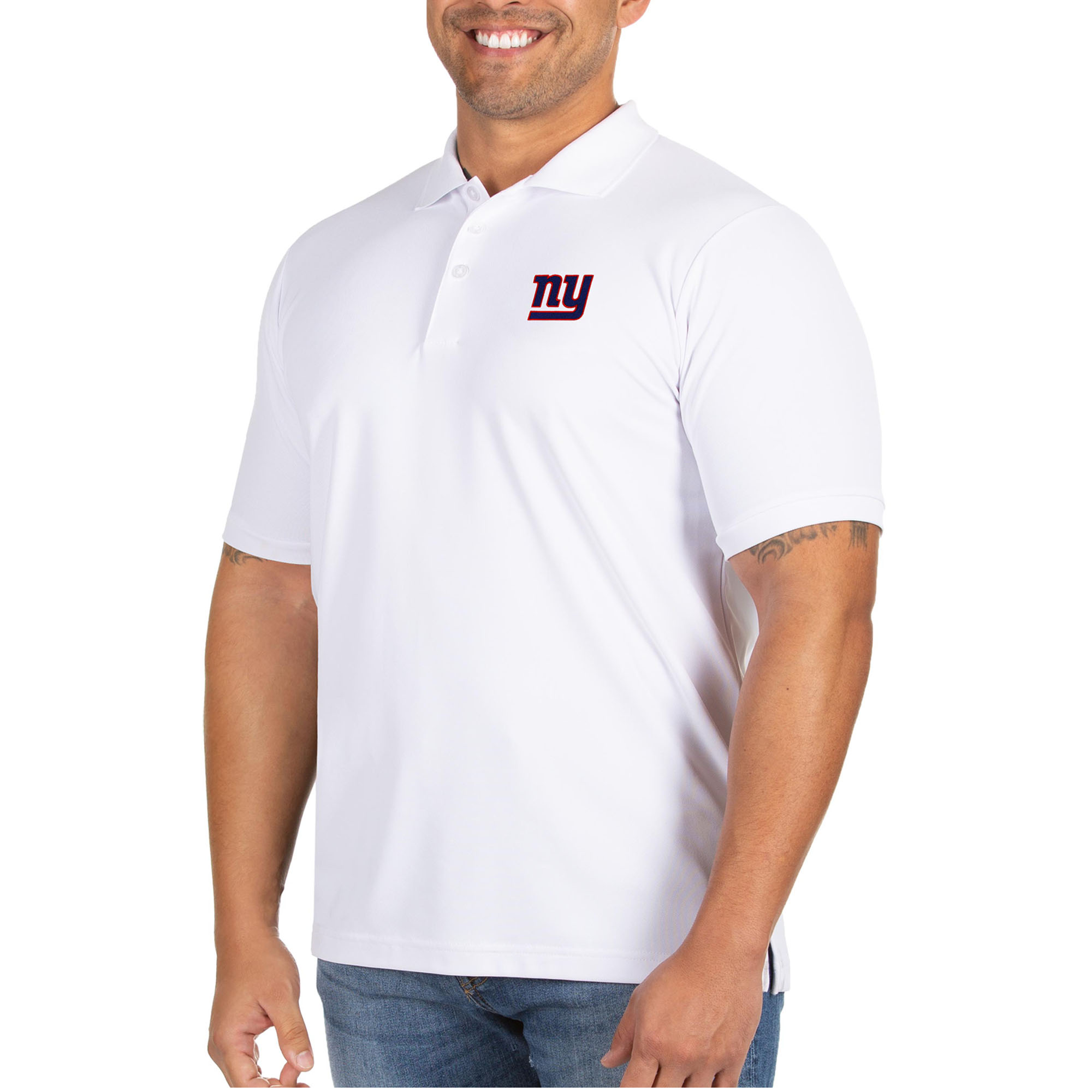 Men's Antigua White New York Giants Big & Tall Legacy Pique Polo