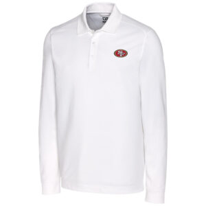 Men's Cutter & Buck White San Francisco 49ers Big & Tall Advantage Long Sleeve Polo