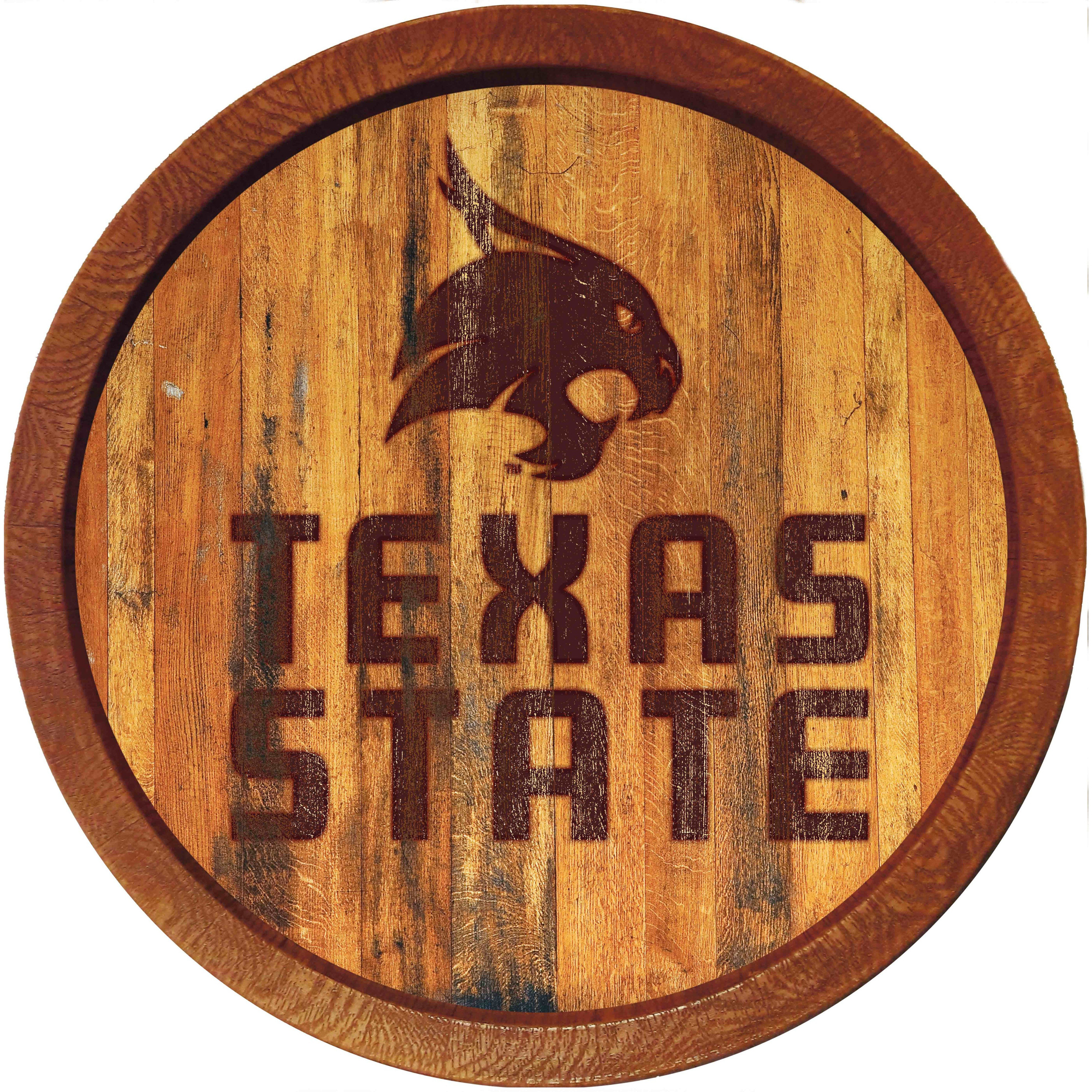 Texas State Bobcats 21'' x 21'' Faux Barrel Top Sign