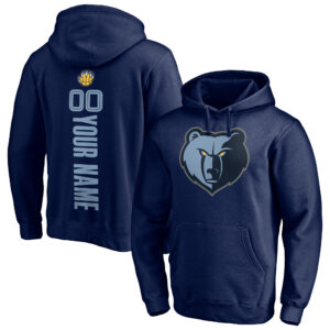 Men's Navy Memphis Grizzlies Playmaker Personalized Name & Number Pullover Hoodie