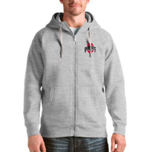 Men's Antigua Heathered Gray Ohio State Buckeyes Victory Full-Zip Jacket