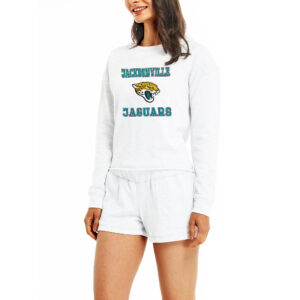 Women's Concepts Sport Cream Jacksonville Jaguars Crossfield Long Sleeve Top & Shorts Set