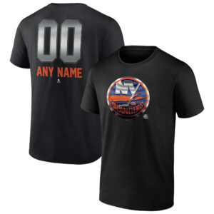 Men's Black New York Islanders Personalized Midnight Mascot Logo T-Shirt