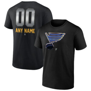 Men's Black St. Louis Blues Personalized Midnight Mascot Logo T-Shirt