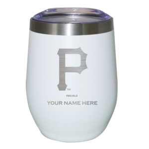 White Pittsburgh Pirates 12oz. Personalized Etched Stemless Tumbler