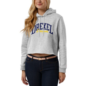 Women's League Collegiate Wear Ash Drexel Dragons Cropped Pullover Hoodie