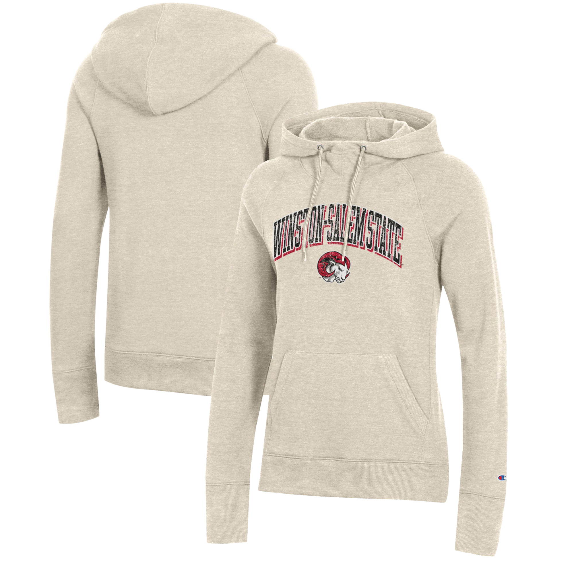 Women's Champion Oatmeal Winston-Salem State Rams Core 2.0 Fleece Pullover Hoodie - Image 5