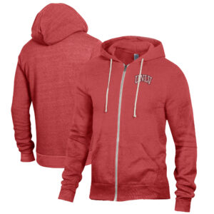 Men's Alternative Apparel Heathered Red UNLV Rebels Rocky Full-Zip Hoodie
