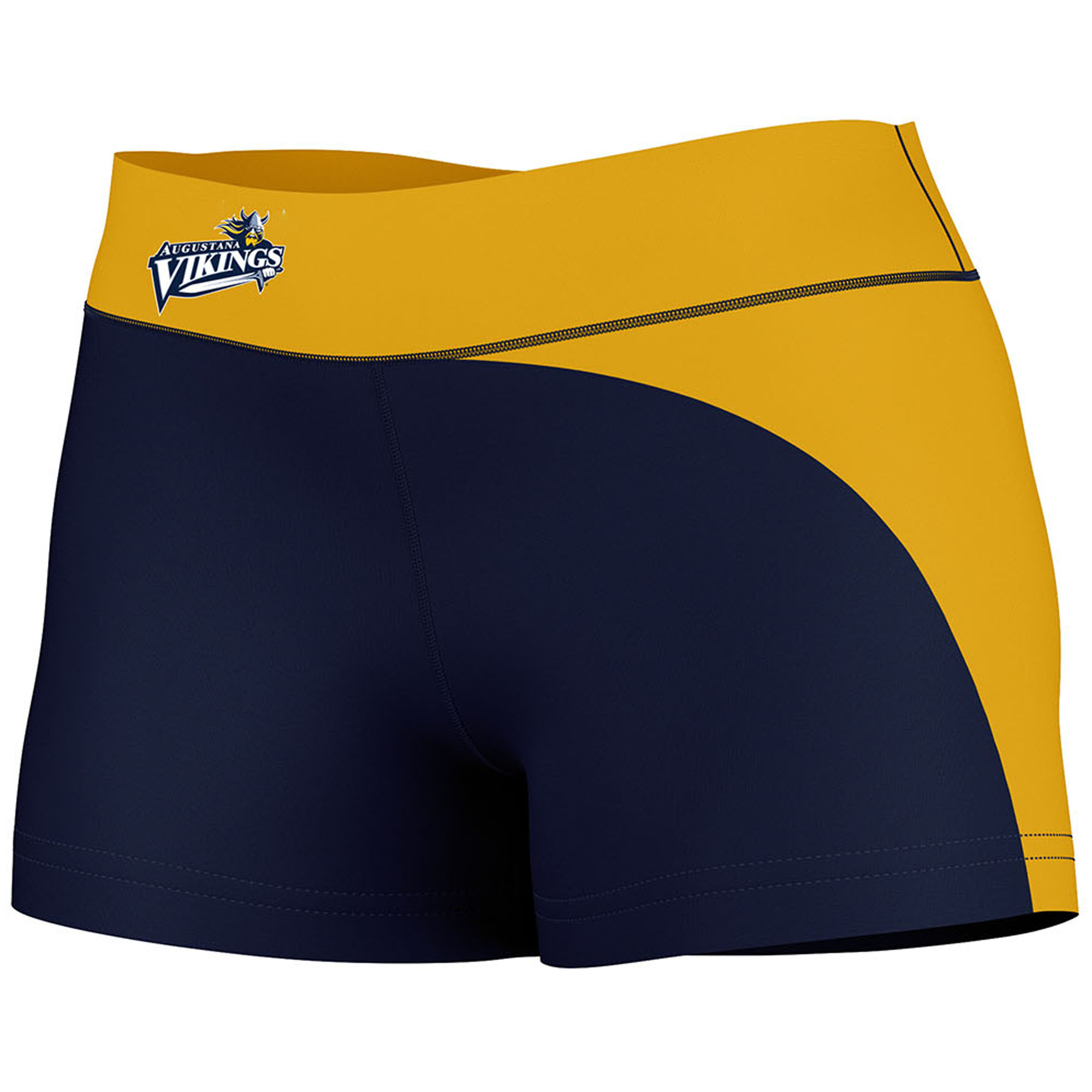 Women's Navy/Gold Augustana Vikings Plus Size Curve Side Shorts - Image 6