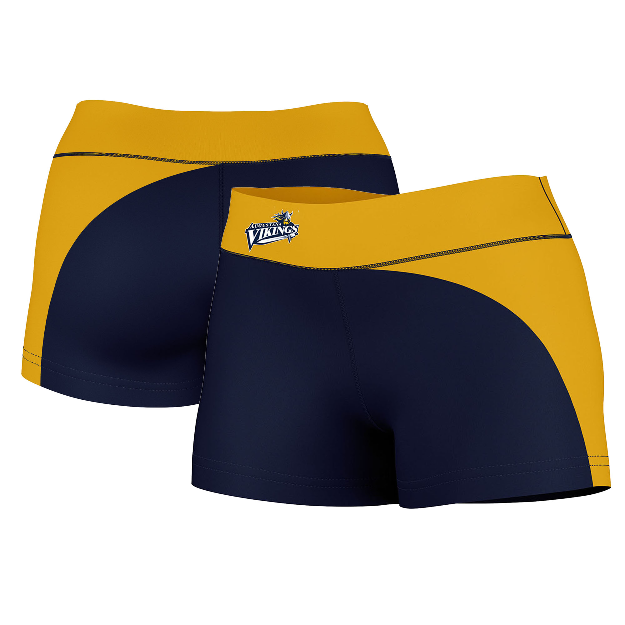 Women's Navy/Gold Augustana Vikings Plus Size Curve Side Shorts