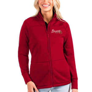 Women's Antigua Red Atlanta Braves Links Full-Zip Golf Jacket