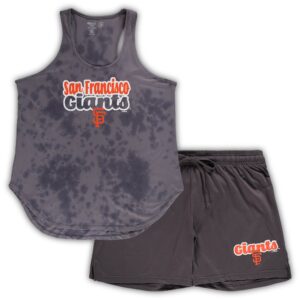 Women's Concepts Sport Charcoal San Francisco Giants Plus Size Cloud Tank Top & Shorts Sleep Set