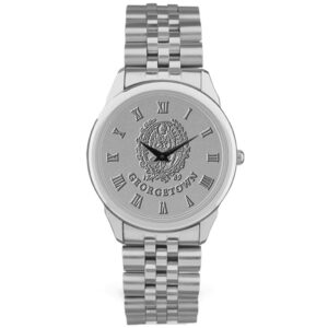 Men's Silver Georgetown Hoyas Team Medallion Rolled Link Bracelet Wristwatch