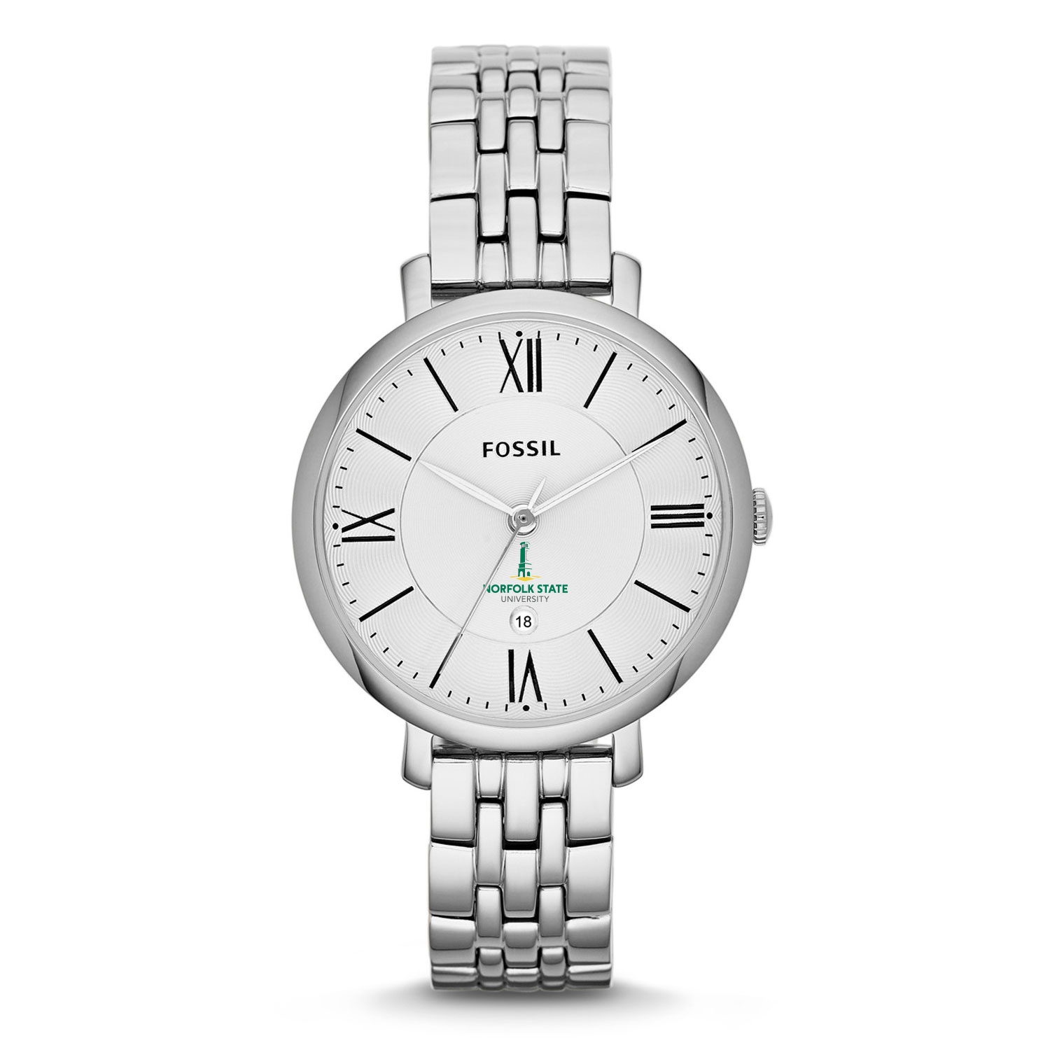 Women's Fossil Silver Norfolk State Spartans Jacqueline Stainless Steel Watch