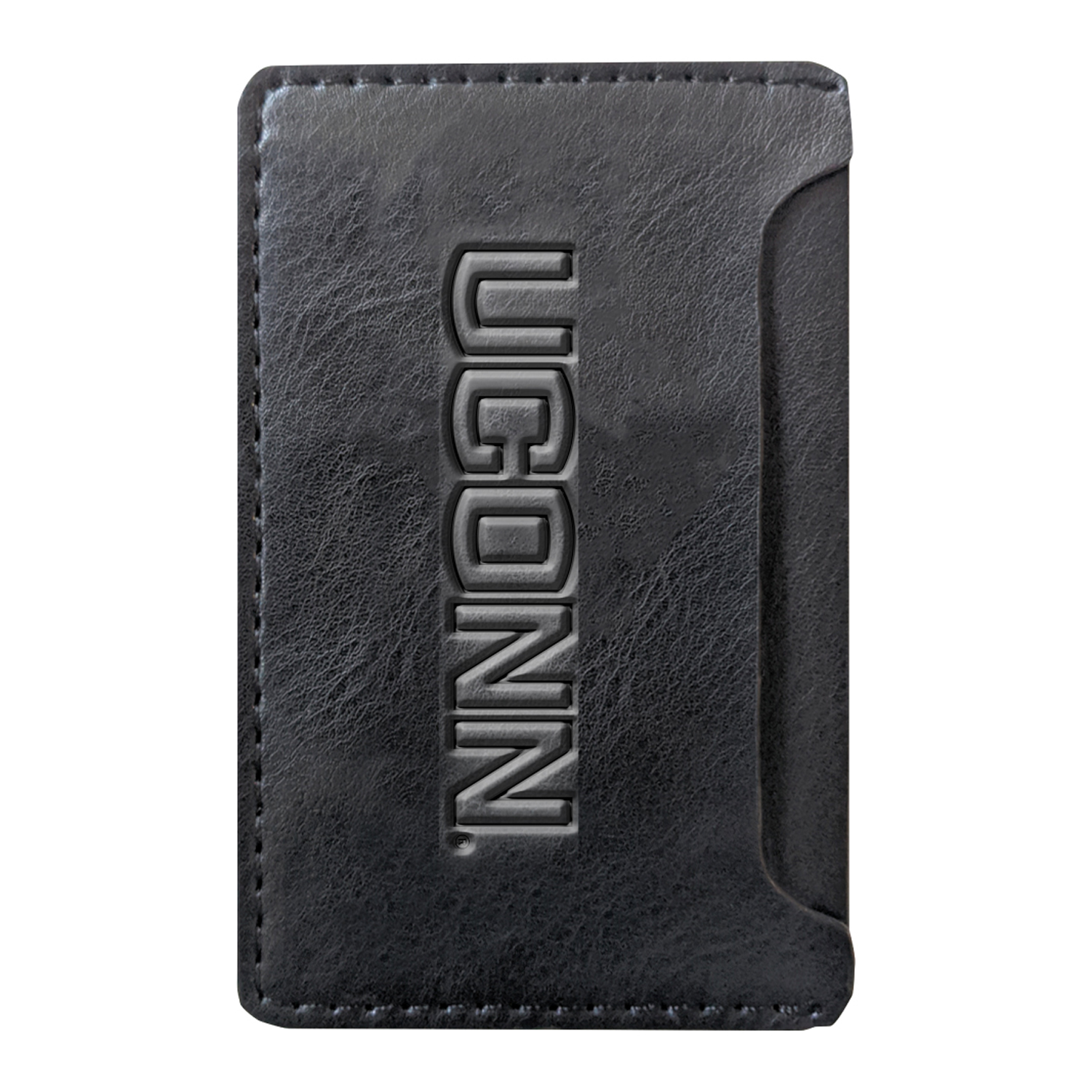 Black UConn Huskies Debossed Faux Leather Phone Wallet Sleeve - Image 4
