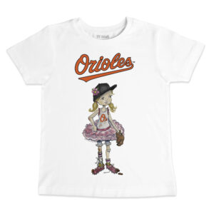 Youth Tiny Turnip White Baltimore Orioles Baseball Babes T-Shirt