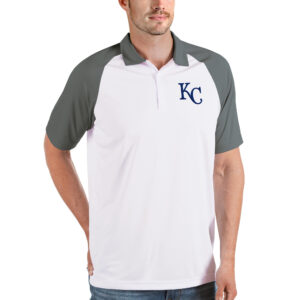 Men's Antigua White/Gray Kansas City Royals Nova Polo