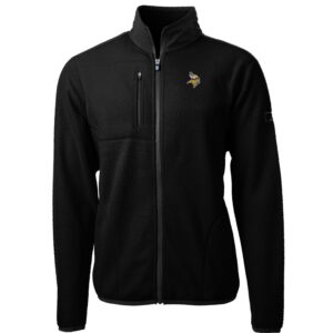 Men's Cutter & Buck Black Minnesota Vikings Big & Tall Cascade Eco Sherpa Fleece Full-Zip Jacket