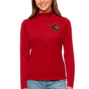 Women's Antigua Red Ottawa Senators Tribute Quarter-Zip Pullover Top