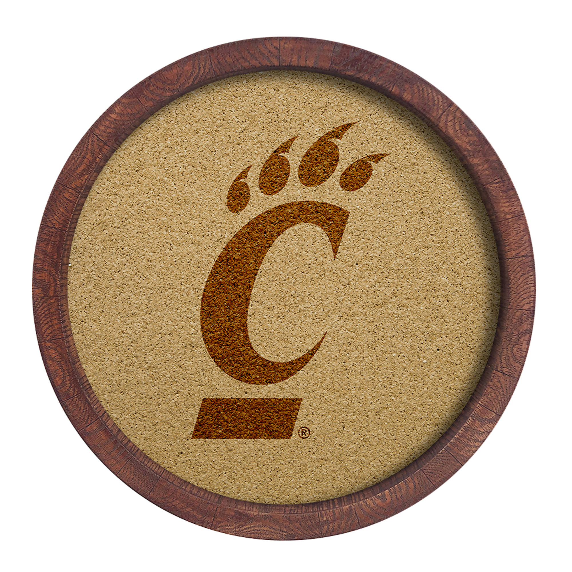 Cincinnati Bearcats 20.25'' Round Faux Barrel Framed Cork Board