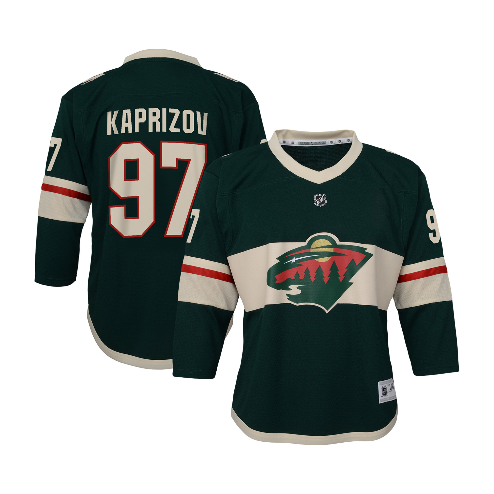 Youth Kirill Kaprizov Green Minnesota Wild Home Replica Player Jersey - Image 2