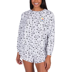 Women's Concepts Sport White Pittsburgh Steelers Epiphany Long Sleeve Top & Shorts Set